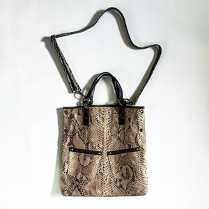 Vintage 90s Authentic Python Snakeskin Handcrafted Tote Messenger Bag OOAK